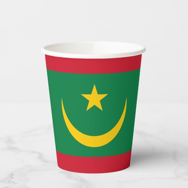 Vasos De Papel Bandera de Mauritania (Izquierda)