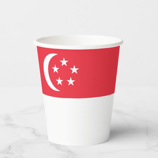 Vasos De Papel Bandera de Singapur (Anverso)
