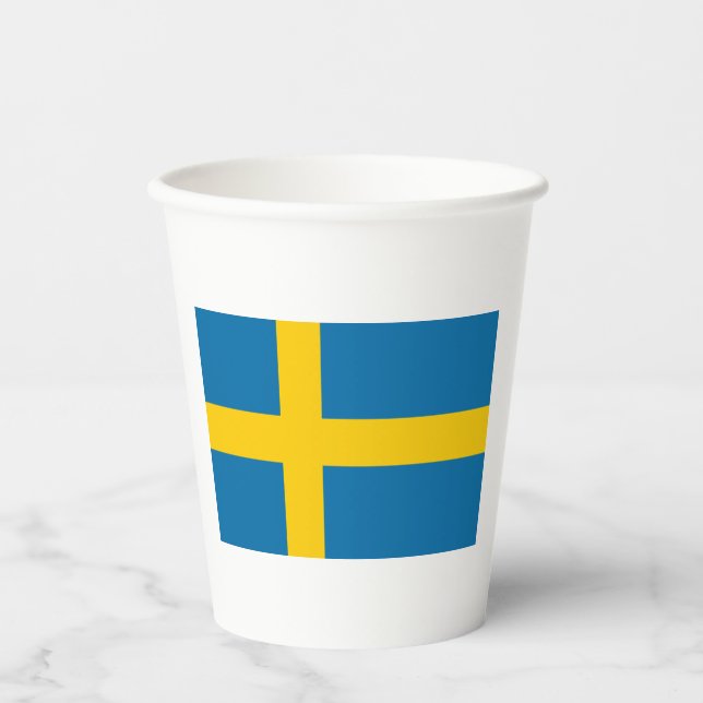 Vasos De Papel Bandera de Suecia (Anverso)