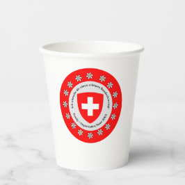 Vasos De Papel Bandera de Suiza Edelweiss, Día Nacional Suizo