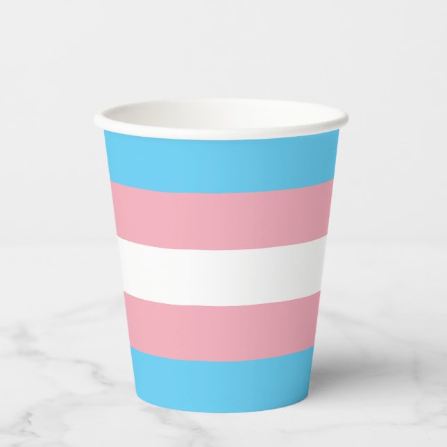 Vasos De Papel Bandera de Trans (Anverso)