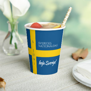 Vasos De Papel Bandera del Día Nacional Sueco Sveriges Nationalda