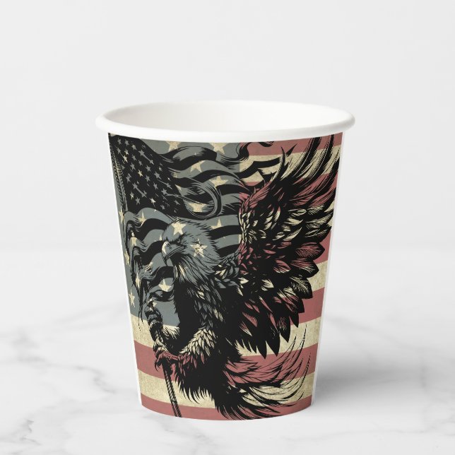 Vasos De Papel Bandera estadounidense Bald Eagle Patriotic (Anverso)