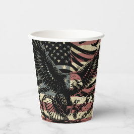 Vasos De Papel Bandera estadounidense Bald Eagle Patriotic