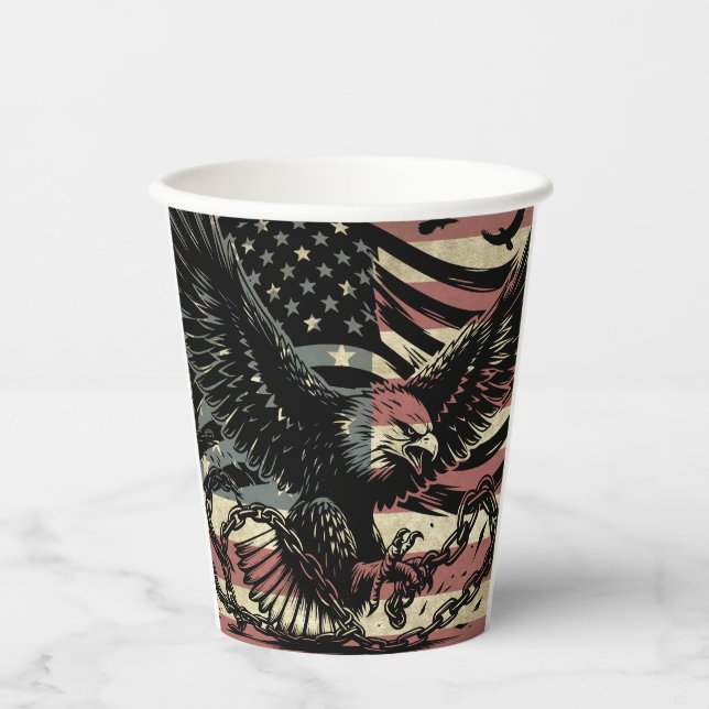Vasos De Papel Bandera estadounidense Bald Eagle Patriotic (Anverso)