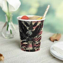 Vasos De Papel Bandera estadounidense Bald Eagle Patriotic