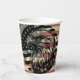 Vasos De Papel Bandera estadounidense Bald Eagle Patriotic