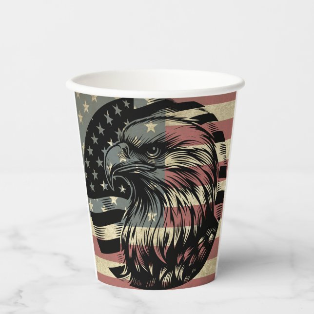 Vasos De Papel Bandera estadounidense Bald Eagle Patriotic (Anverso)