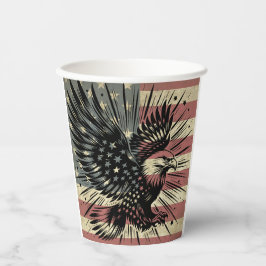 Vasos De Papel Bandera estadounidense Bald Eagle Patriotic