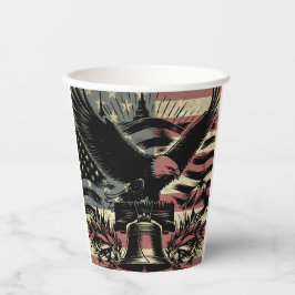 Vasos De Papel Bandera estadounidense Bald Eagle Patriotic