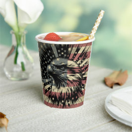 Vasos De Papel Bandera estadounidense Bald Eagle Patriotic