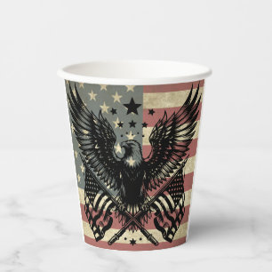 Vasos De Papel Bandera estadounidense Bald Eagle Patriotic