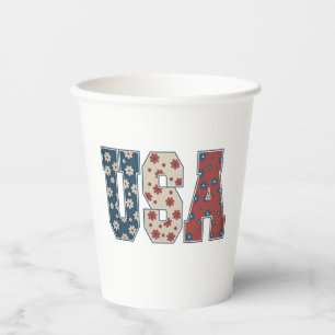 Vasos De Papel Bandera estadounidense de la flor de Daisy 4 de ju