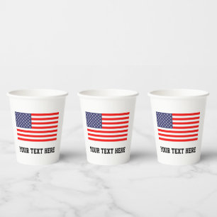 Vasos De Papel Bandera estadounidense patriótica 4 de julio, fie