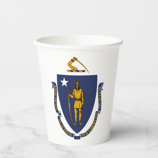 Vasos De Papel Bandera estatal de Massachusetts (Anverso)