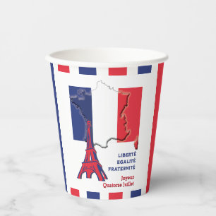 Vasos De Papel Bandera francesa del Día de la FUNDACIÓN Patriótic