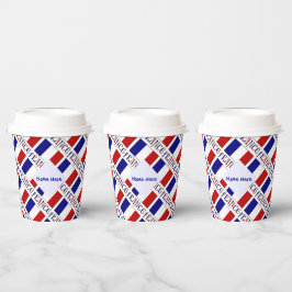 Vasos De Papel Bandera Francesa Tiled Azul Nombre Personalizado
