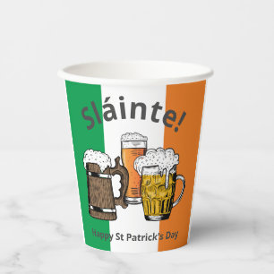 Vasos De Papel Bandera irlandesa Sláinte