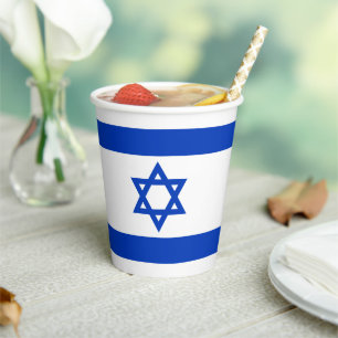 Vasos De Papel Bandera israelí azul blanco patrón moderno patriót