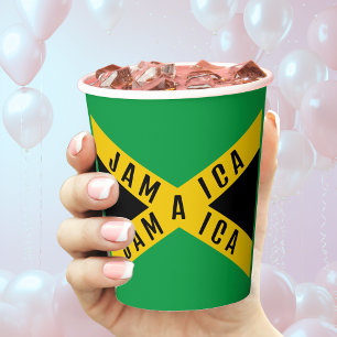 Vasos De Papel Bandera jamaiquina verde negra y dorada de Jamaica