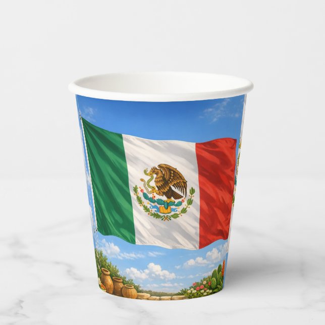 Vasos De Papel Bandera Mexicana  (Anverso)
