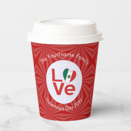 Vasos De Papel Bandera Mexicana LETRA ROJA LOVE Personalizada