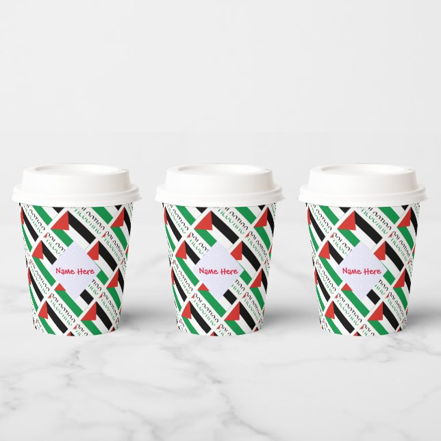 Vasos De Papel Bandera palestina cubierta roja personalizada (Multi)