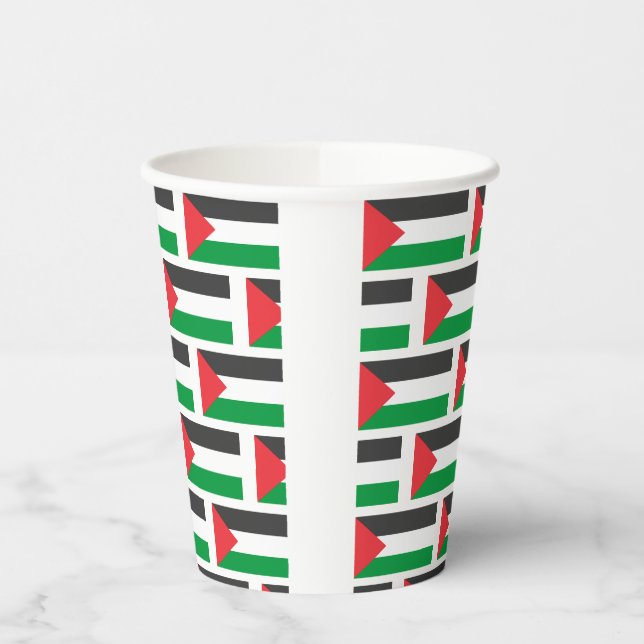 Vasos De Papel Bandera palestina Free Palestine personalizada (Izquierda)