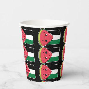 Vasos De Papel Bandera palestina linda con Palestina sin sandía