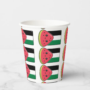 Vasos De Papel Bandera palestina linda con Palestina sin sandía
