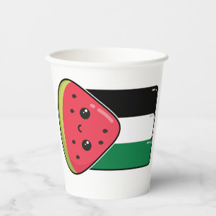 Vasos De Papel Bandera palestina linda con Palestina sin sandía