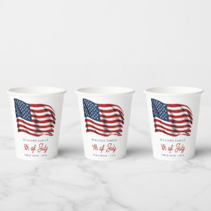 Vasos De Papel Bandera Patriótica Americana Reunión Familiar del 