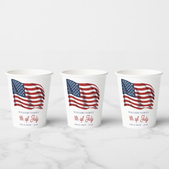 Vasos De Papel Bandera Patriótica Americana Reunión Familiar del  (Multi)