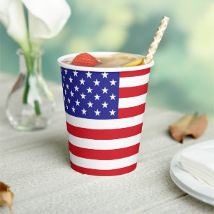 Vasos De Papel Bandera Patriótica Americana Rojo Blanco y Azul EE