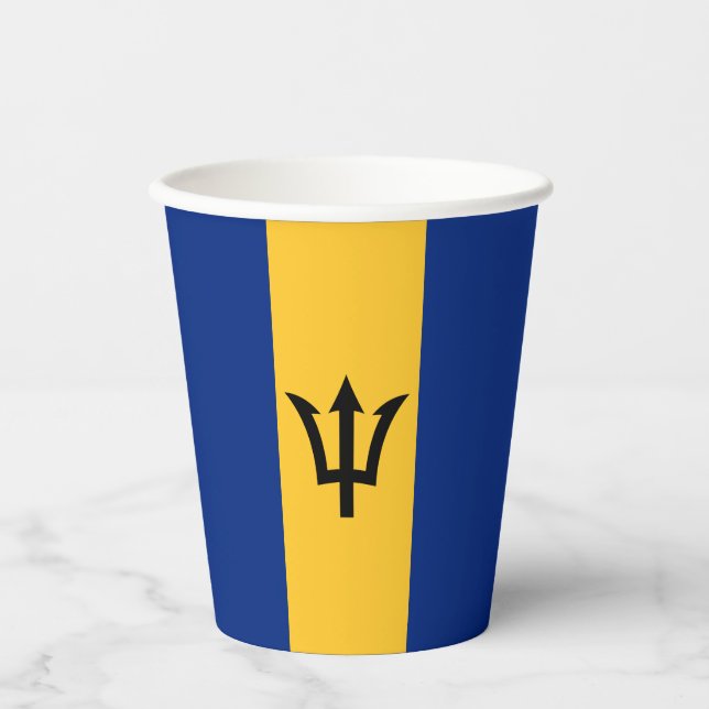 Vasos De Papel Bandera Patriótica de Barbados (Anverso)