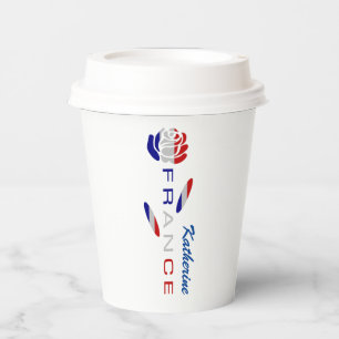 Vasos De Papel Bandera Personalizada de Francia Rosa