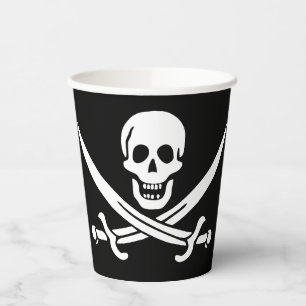 Vasos De Papel Bandera Pirata Calavera Espadas Cruzadas