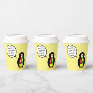 Vasos De Papel Bandera togolesa Sra. Pingüino Personalizada