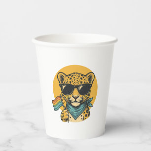 Vasos De Papel Bandera vintage del orgullo del leopardo arcoíris