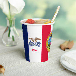 Vasos De Papel Bandera y Sello de Iowan, Bandera de Iowa