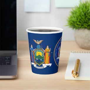 Vasos De Papel Bandera y Sello de New Yorker, Bandera de Nueva Yo