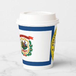 Vasos De Papel Bandera y Sello de West Virginian, Bandera de West
