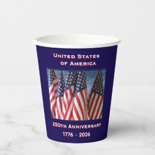 Vasos De Papel Banderas Patrióticas de Estados Unidos en 250° ani