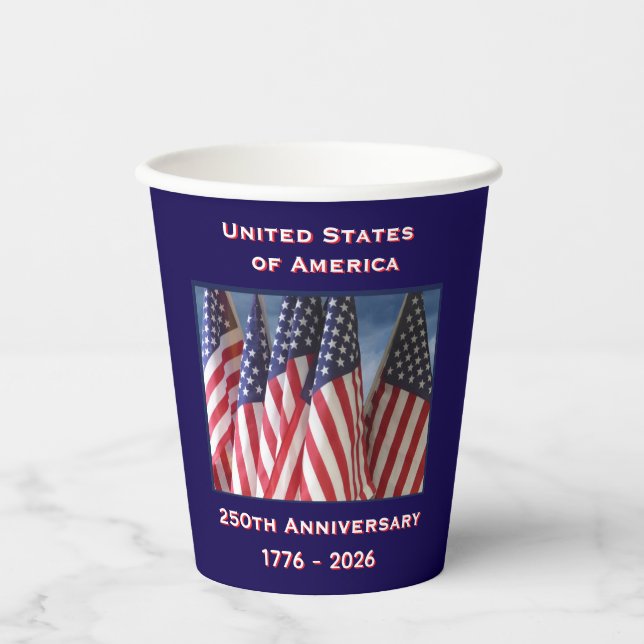Vasos De Papel Banderas Patrióticas de Estados Unidos en 250° ani (Anverso)
