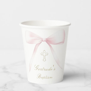 Vasos De Papel Baptismo niña de arco rosa