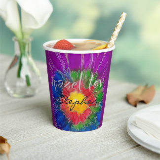 Vasos De Papel Bar Bat Mitzvah Paper Cup Colores elegantes
