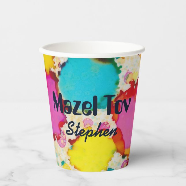Vasos De Papel Bar Bat Mitzvah Paper Cup Confetti (Anverso)