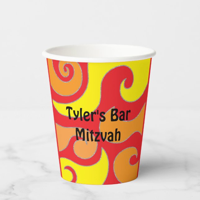 Vasos De Papel Bar Bat Mitzvah Paper Cup Hippie Swirls (Anverso)