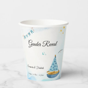 Vasos De Papel Barco de vela con revelación de género