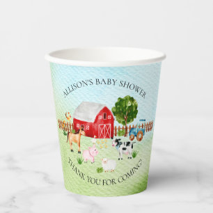 Vasos De Papel Barn Animals Baby Shower 